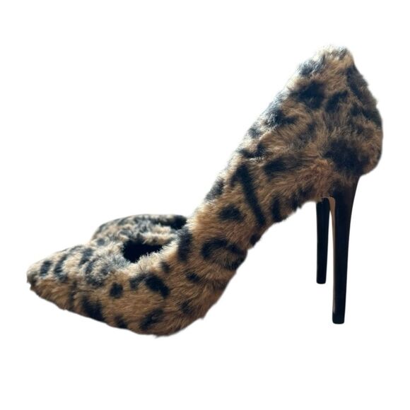 Jessica Simpson Prizma Leopard Print Faux Fur D’Orsay Stiletto Heels - Picture 4 of 8